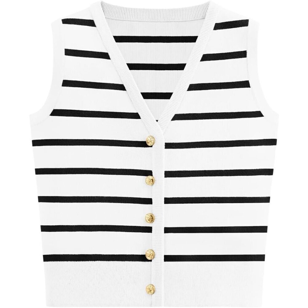 Women's V Neck Sleeveless Tank Top Knit Cotton Polyester Casual Business